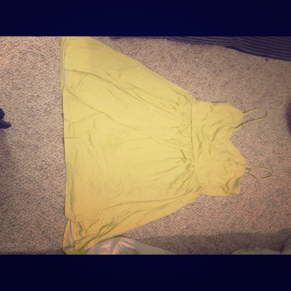 Lime Green & Beige Chevron Summer Dress